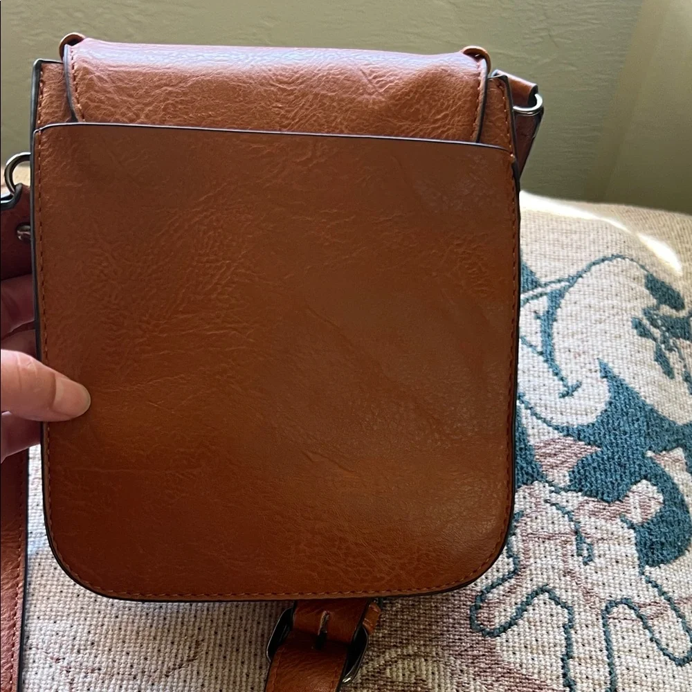 #1024+ “30X7”Brown Leather Crossbody Bag with Turquoise Accent - Picture 10 of 16